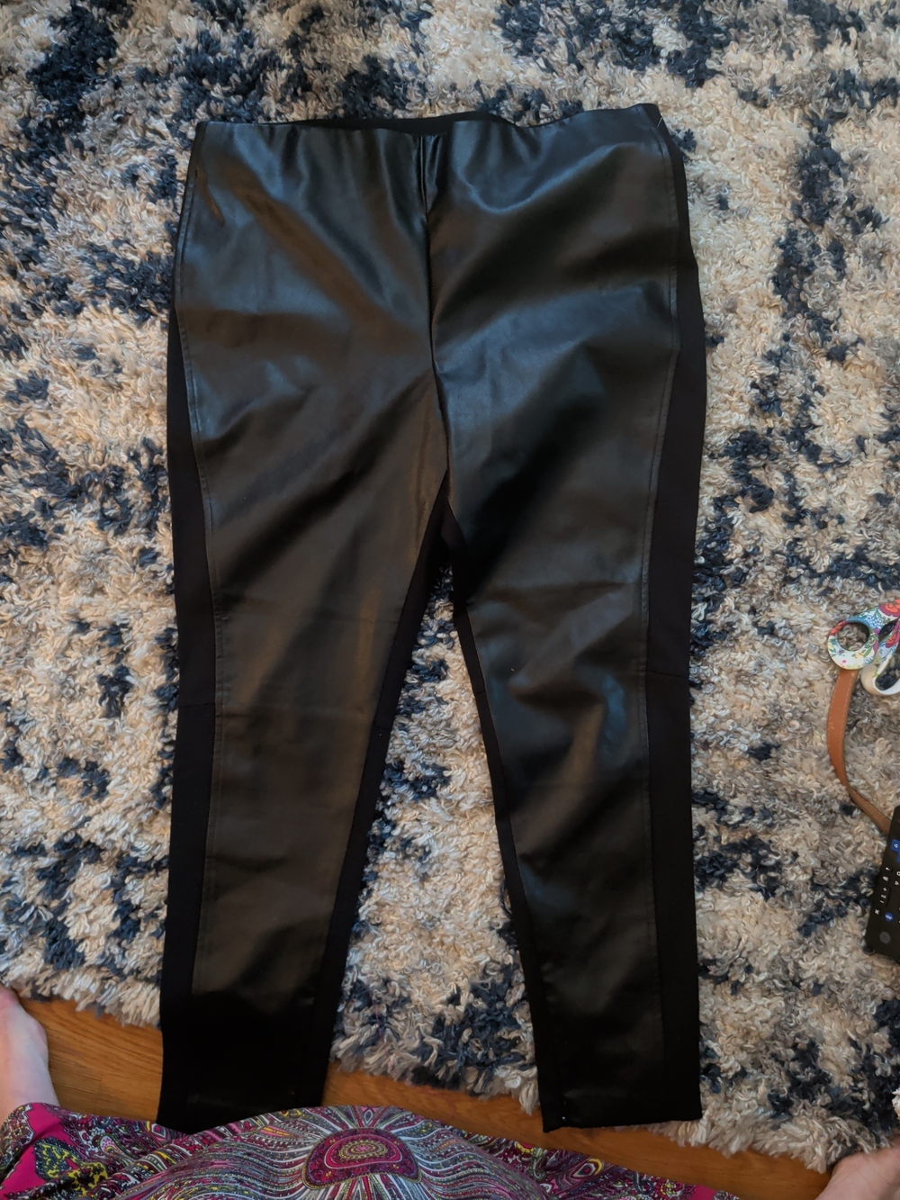 Women's Black Faux Leather Panel Pants